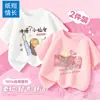 Camiseta casual de algodón puro para niña, manga corta, para verano 2026, nuevo estilo, top de media manga con cuello redondo para niño/bebé, camiseta de moda
