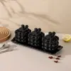 Conjunto de Potes de Cerâmica para Temperos com Base Conjunto de Potes para Temperos Pote de Sal para Cozinha Pote de Óleo Picante Pote para Temperos com Colher