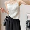 (con almohadilla para el pecho) Chaleco exterior de tirantes jacquard de verano nuevo estilo chinoiserie para mujer, estilo corto sin mangas, camiseta interior