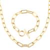 Colar de clavícula dourado de aço titânio geométrico espesso com retenção de cor, gargantilha de corrente cubana, pulseira de metal com clipe de papel da moda