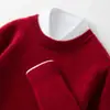 Suéter de Cachemira para Hombre Cuello Redondo Jacquard Engrosado 2026 Otoño e Invierno Nuevo Color Sólido Estilo Coreano Camiseta Base de Punto
