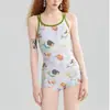 Traje de Baño de Natación de Competición para Mujer 2026 Modelo Nuevo Sexy Espalda Descubierta Estampado de Sirena Enterizo Cuello Cuadrado Traje de Baño Deportivo para Aguas Termales