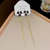 Brincos Europeus e Americanos de Celebridade da Internet com Franjas Super Brilhantes Luxo Acessível Elegantes de Ponta Exagerados Longos Brincos de Moda com Pérolas para Mulheres