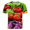 Camiseta de Verano 2024 con Estampado de Verduras 3D Digital para Hombre y Mujer, Camisa Casual de Cuello Redondo de Manga Corta, de Moda