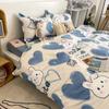 Juego Simple de Cuatro Piezas Estilo Escandinavo Ins Ropa de Cama de Algodón Lavado Juego de Tres Piezas para Dormitorio de Estudiante Color Puro Weidong