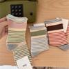 Calcetines sin costuras con borde enrollado para mujer, calcetines a media pantorrilla a rayas con bloques de color, estilo moderno Ins, calcetines largos holgados versátiles casuales coreanos y japoneses de primavera y otoño