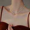 Colar Autêntico de Pérolas Redondas para Mulheres, Corrente Clavicular de Luxo Leve de Nicho de Alta Qualidade, Novo Modelo 2026, Corrente de Pescoço Versátil e Elegante