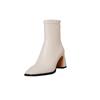 Botas ajustadas elegantes para desplazamientos Han Fan 2022, otoño e invierno, nuevas botas elásticas de tacón alto grueso con cabeza cuadrada para mujer, talla grande 40-42