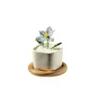 Adornos de Flores Artificiales de Vidrio Zibo, Pequeño Ramo de Flor de Lirio de Escritorio, Planta en Maceta de Flor Eterna, Regalo de Decoración para el Interior del Coche