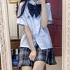 Camisa jk de manga média e curta uniforme bordado terno estilo universitário original cor branca de verão uniforme de aula de estudante uniforme escolar