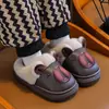 Pantuflas de algodón para niños para otoño e invierno, impermeables, para interior, antideslizantes, diseño de dibujos animados para niños y niñas, pantuflas de algodón para bebé