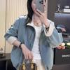 Chaqueta Cortavientos Estilo Coreano con Doble Cremallera y Cuello Alto 2026 Otoño Holgada Casual Versátil para Mujer A3197