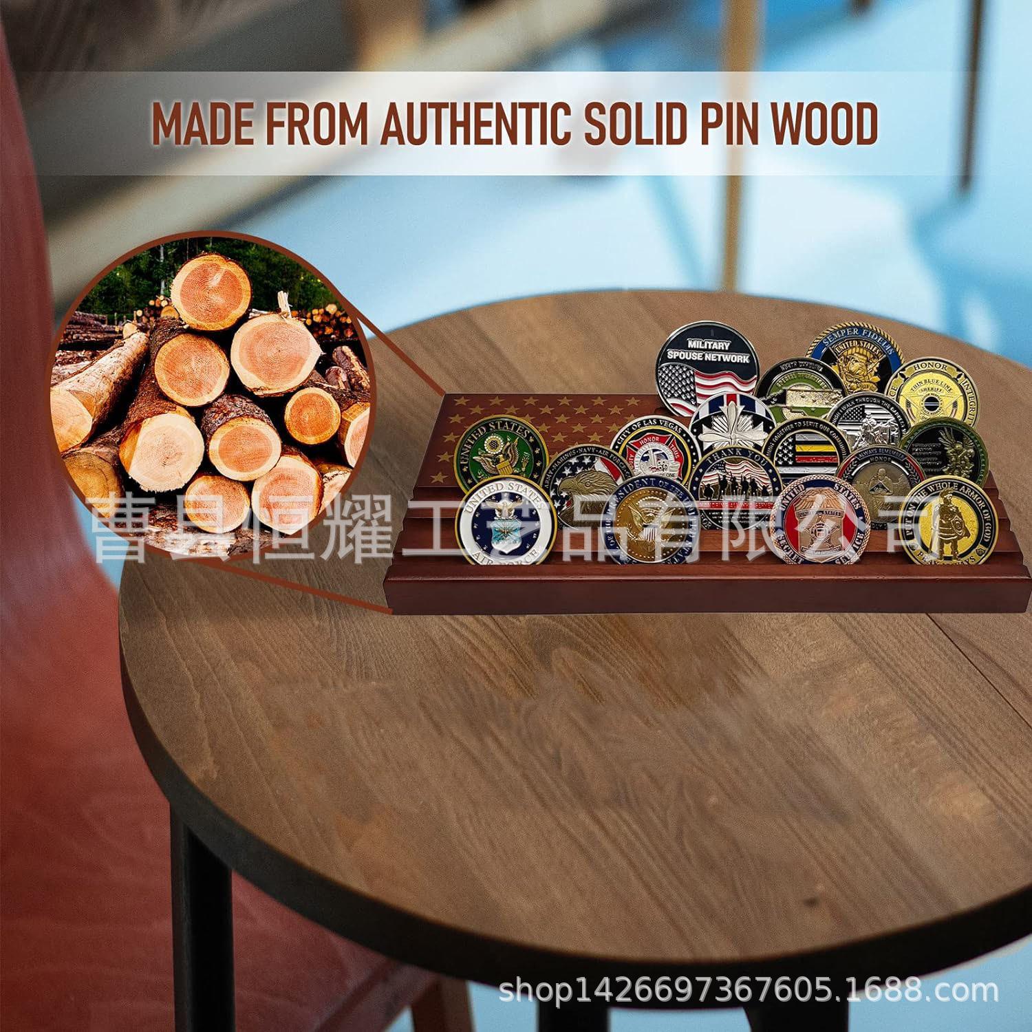 木制纪念币展示架桌面摆台勋章收纳架硬币收藏多层置物架BSCI