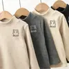 Ropa de Otoño e Invierno 2025 para Niños, Nuevo Estilo, Cuello Semi-Alto, Tops Interiores Cálidos para Niños y Niñas, Camisas de Algodón de Manga Larga, Camisas Base de Cachemira