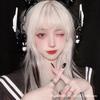 Internet Celebrity Peruca Mulheres Cabelo Longo Air Bangs Full Head Cover Estilo Coreano Temperamento Idade Redutor Penteado Preto Longo Liso Capa Peruca