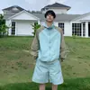 Traje de Proteção Solar de Alta Qualidade com Costura em Cores Contrastantes para Homens, Jaqueta Fina de Proteção Solar para Esportes ao Ar Livre de Verão, Jaqueta e Shorts, um Conjunto Completo