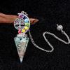 2145-Nuevo Producto Transfronterizo Árbol de la Vida Colorido Grava de Cristal Resina Péndulo Cónico Hexagonal Joyería para Meditación Yoga