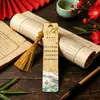 Marcador de Libros de Bambú Estilo Chino Poesía Antigua Borla Creativa Para Estudiantes de Primaria Regalo de Lectura Papelería Souvenir Cultural y Creativo