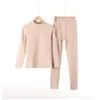 Traje de otoño con forro polar, pantalones largos, traje para mujer de otoño e invierno, de terciopelo, cuello alto medio, camiseta básica, leggings cálidos, conjunto de dos piezas