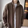 Suéter Cárdigan de Punto Trenzado de Cuello Alto para Hombre, Corto, Holgado, Versátil, Casual, Nuevo Estilo, Color Sólido, Otoño e Invierno