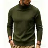 Suéter Masculino 2026 Outono/Inverno Novo Europeu e Americano Gola Alta Cor Sólida Listrado Slim Fit Tricô Suéter Quente Camada de Base