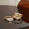 Anillo de Diamante Marquise de Corte Ancho Yu Hong Double-Wear, Moderno y Único, Estilo de Alta Gama de Nicho, Venta Directa del Fabricante