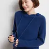 Suéter de Tricô com Capuz para Mulheres 2026 Outono e Inverno Novo Estilo Moletom com Capuz Costurado Solto Suéter Casual Espessado Camada Base