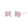 Brincos de laço estilo fresh para uso diário de meninas, brilhantes, luminosos, pequenos, simples, doces, brincos de menina