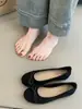 Zapatos de Ballet de Hada Suaves 2025 Retro Francés Elegante Ante Lazo Redondo Punta Redonda Boca Baja Suela Suave Zapatos de Noche