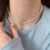Collar de perlas de imitación Shijia de plata esterlina S925 para mujer, estilo Ins, combinable, dulce, nicho, ligero, de lujo, con cuentas de alta gama.