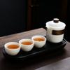 Juego de té de viaje de porcelana jade de gamuza para el hogar, tetera de cerámica portátil para exteriores y oficina.