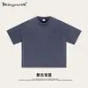 Secagem ao Ar Livre Verão Retrô Americano Desgastado Quadrado Gola Redonda Solto Manga Curta Camiseta Tamanho Grande Adolescente Transfronteiriço Homem