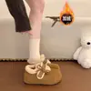 Botas de neve estilo Birkenstock com sola grossa para mulheres, 2026, tendência e estilosas, quentes de inverno, forradas com fleece, mocassins com velcro