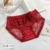 Calcinhas de Renda de Cetim Levemente Luxuosas Francesas para Mulheres, Tanga Respirável de Renda com Babados em Camadas, Cintura Média, Pura Desejo, Feminina