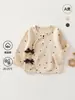 Roupas de Bebê Estilo Primavera e Outono, Roupas Estilo Monge Estilo Ins, Pijama Antibacteriano de Manga Longa, Body Classe A para Bebê