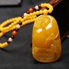 Jinpeli live amber gourd pingente de óleo de galinha amarelo pingente de cera de abelha velha de cera de abelha dos homens e mulheres colar camisola cadeia