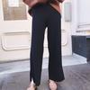 Pantalones colgantes de pierna ancha para mujer Otoño e Invierno estilo coreano Holgados Ajustados hasta el tobillo Pantalones de cintura alta Suéter de punto colgante