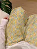¡Una super colección de patrones de pantalones tejidos! Pantalones de pijama de algodón tejido floral con cordón, pantalones casuales holgados para casa