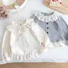 Cardigã de Malha para Meninas 2026 Novo Estilo de Primavera Doce Jaqueta com Renda e Babados para Bebês Crianças Top de Princesa