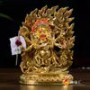 Estatuas Budistas Tántricas de Xizang Adornos Nepal Hecho a Mano Cobre Dorado Completo Seis Brazos Mahagala Estatuas Protectoras 20cm de Alto