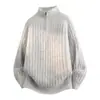 Suéter de punto suave y cómodo para hombre y mujer, corte ajustado, media cremallera, cuello alto, otoño e invierno, venta al por mayor de fábrica transfronteriza