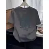 Diseño único, hombro recto, algodón puro, cuello redondo, manga corta, camiseta para mujer, moderna y elegante, top tie-dye azul, verano 2026