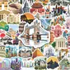 50 Adesivos Criativos de Edifícios Famosos ao Redor Suitcase Caderno Papelaria DIY Adesivos Decorativos Atacado