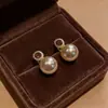 Pendientes de Perla Color Champaña con Girasol Estilo Francés Doble Uso para Mujer, Lujo Ligero Sensación de Alta Gama, Estilo Colgante Trasero, Elegantes Accesorios para Orejas