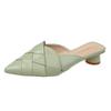 Zapatos de Mujer 2024 Primavera Nuevo Estilo Pantuflas Cerradas de Punta para Mujer Sandalias de Tacón Grueso de Moda para Exterior Venta al por Mayor