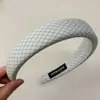 Elástico de Cabelo Listrado Azul Xadrez Estilo Coreano, Faixa de Cabelo Xadrez para Mulheres, Faixa Doce para o Início da Primavera, Acessório de Cabelo Esponjoso de Cano Alto