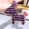 Llavero de poni de diamantes lindo coreano para mujer, llavero creativo para llaves de coche, colgante de bolso de moda, regalo al por mayor