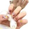 Manicura de Flores Suaves Tridimensionales Coloridas Verano Gama Alta Blanqueadora Versátil Para Estudiantes Uñas Postizas Usables