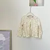 Conjunto de Cardigan Floral com Suspensório para Meninas, Roupa da Moda para Primavera e Outono, Conjunto de Duas Peças com Colete Doce para Bebê Menina, Menina Fofa