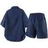 26 Camisas Casuales de Manga Corta para Hombre Estilo Verano, Conjunto de Dos Piezas de Camisa y Pantalones Cortos de Moda de Marca Suelta Talla Grande